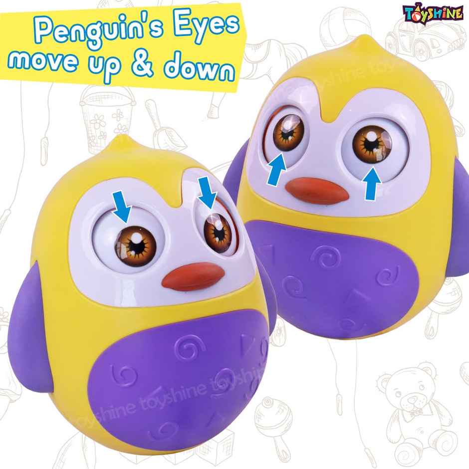 Toyshine Push And Shake Wobbling Bell Sound Roly Poly Revolving Eyes Penguin - Assorted