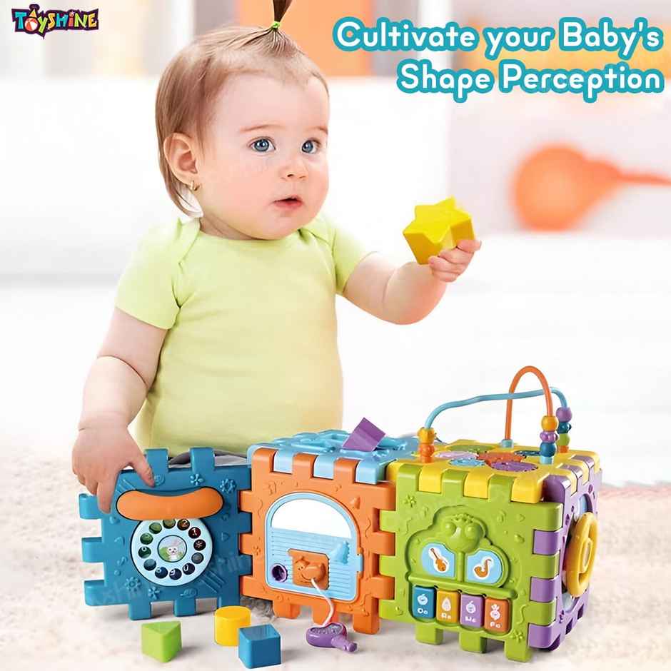 Toyshine 6-in-1 Educational Shape Sorter Baby Activity Cube for 6-18 Months
