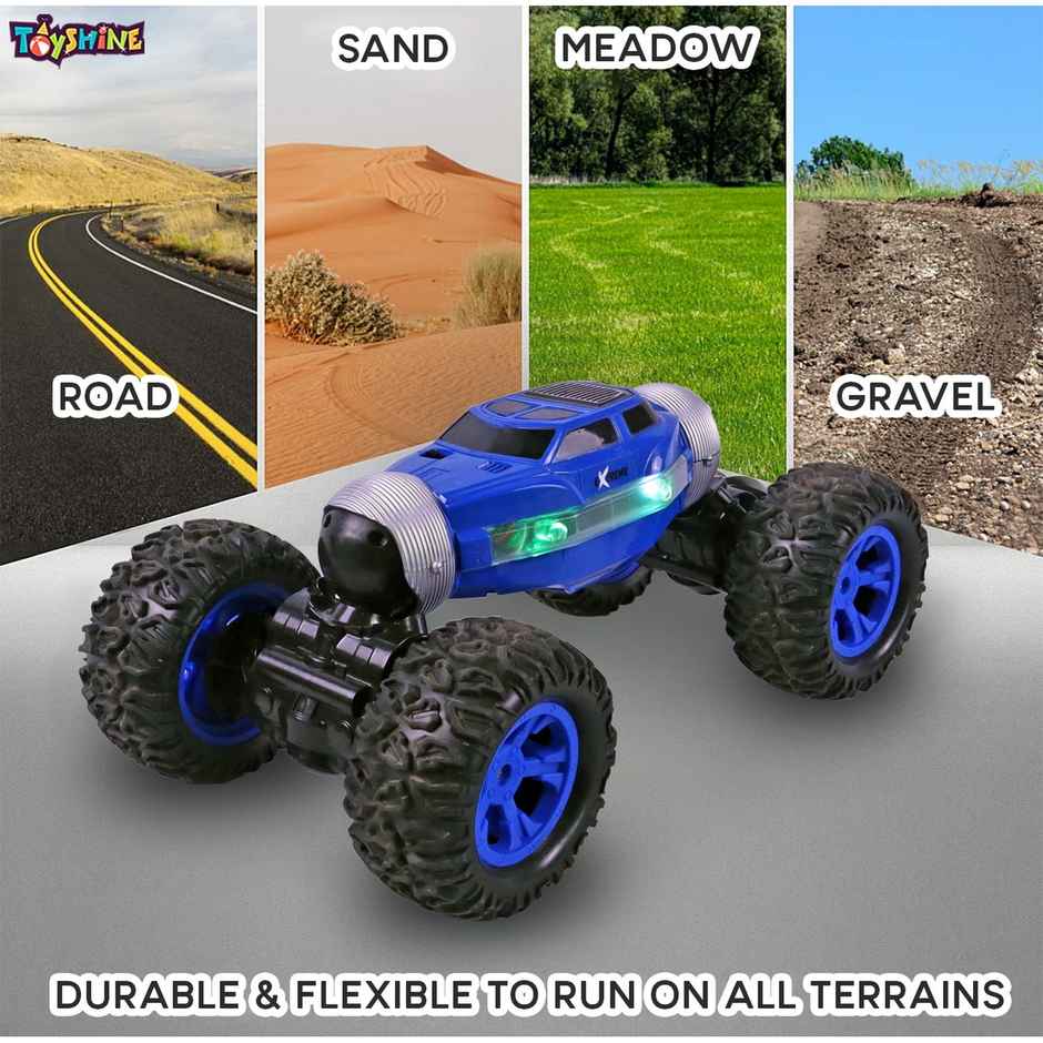 Toyshine 1:16 Scale Double-sided Rotating Remote-controlled Toy Car With Elevated Chassis - Blue
