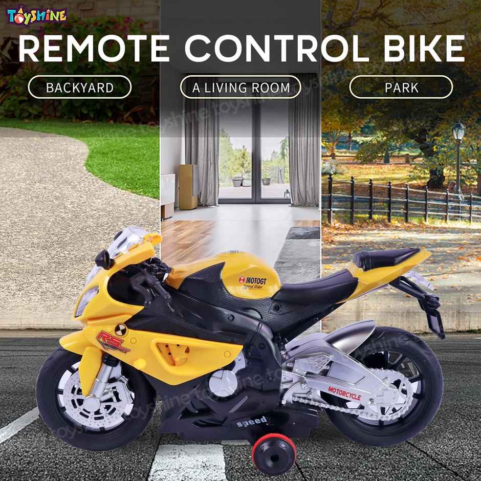 Toyshine 1:20 Scale Remote Control Rechargeable Spinning Action Performing Racing Motorbike Yellow