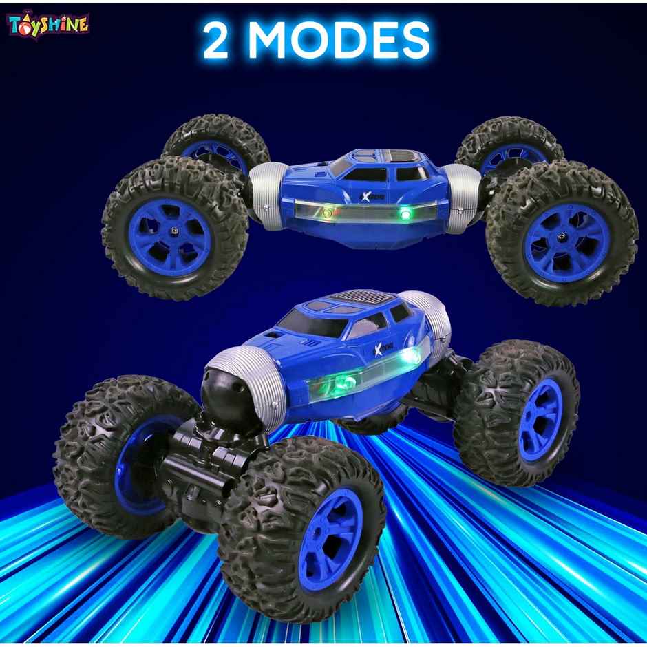 Toyshine 1:16 Scale Double-sided Rotating Remote-controlled Toy Car With Elevated Chassis - Blue