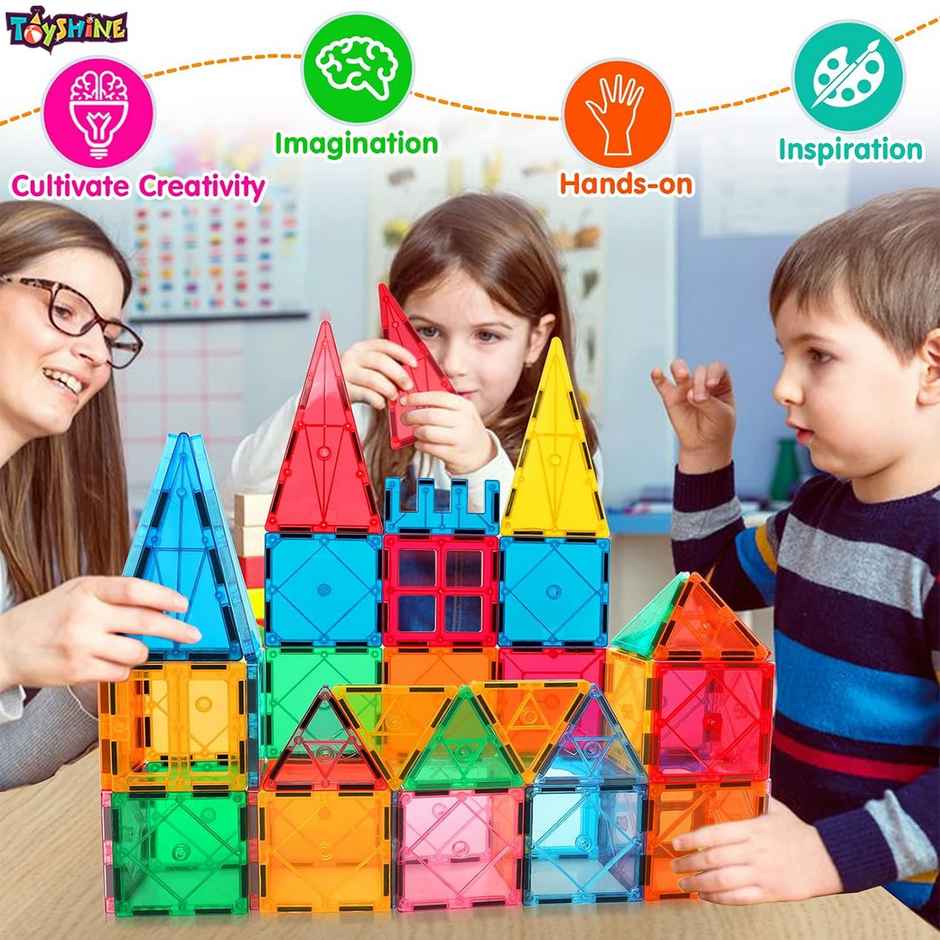 Toyshine 48-piece Magnetic Tiles Building Block Educational Toy Stem Kit | Ages 3+