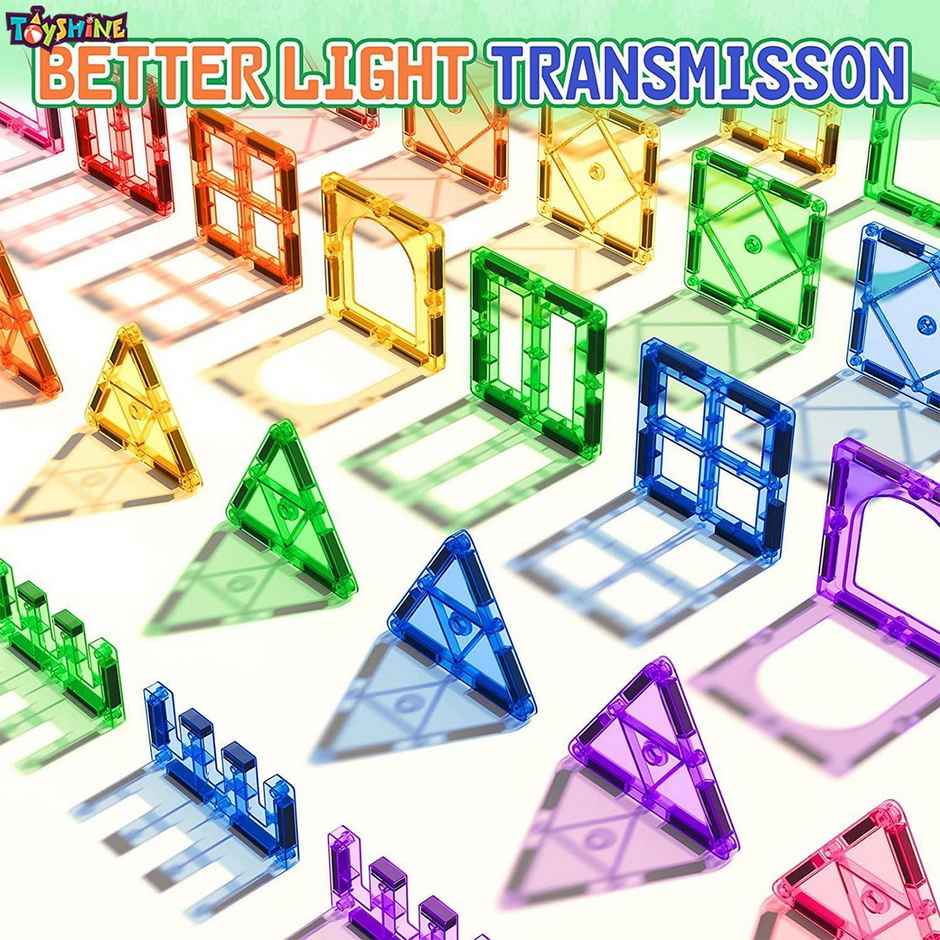 Toyshine 48-piece Magnetic Tiles Building Block Educational Toy Stem Kit | Ages 3+