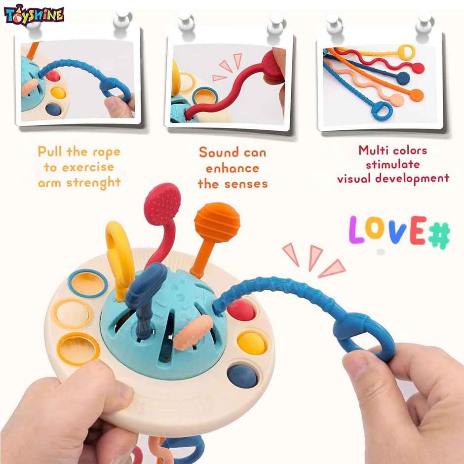 Toyshine Baby Ellie Sensory Montessori Food Grade Silicone Pull String Activity Toy