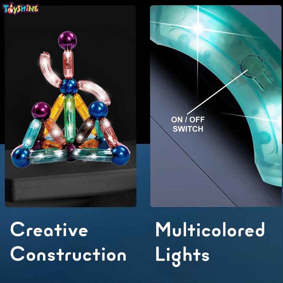 Toyshine 36pc Light-Up Magnetic Sticks Kit for Kids | STEM Toy