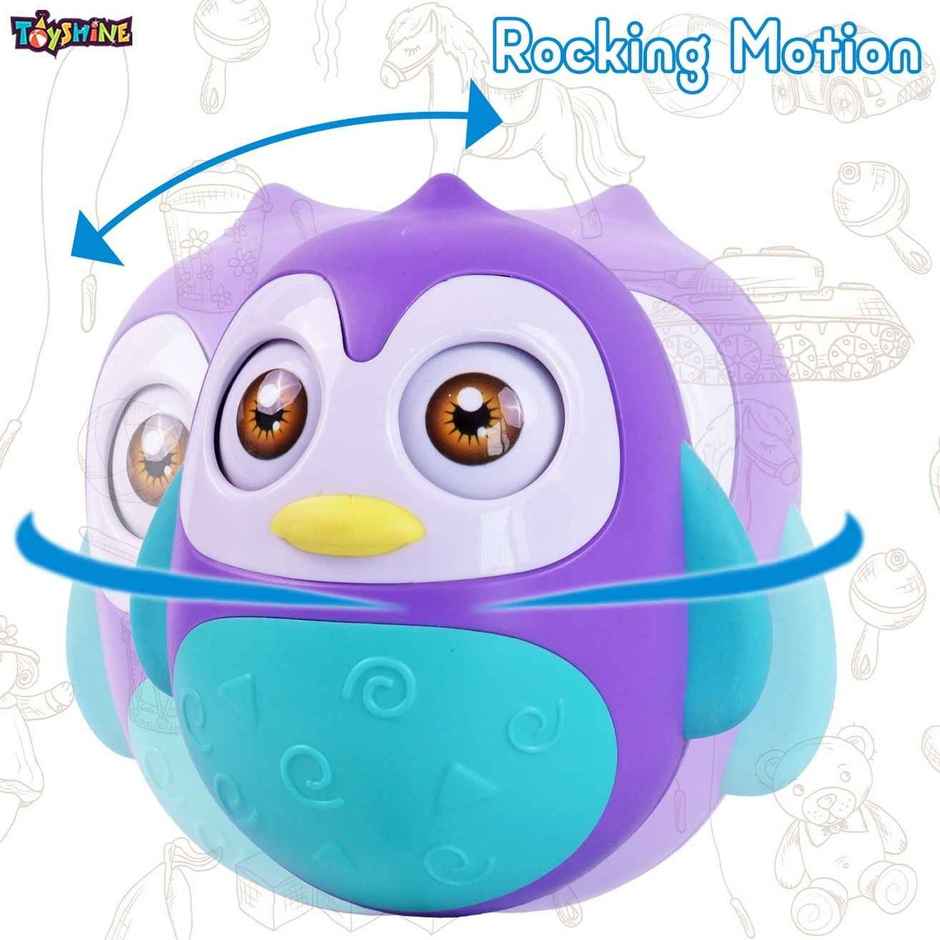 Toyshine Push & Shake Penguin Toy With Wobbling Bell Sound - Sensory Toy | Purple