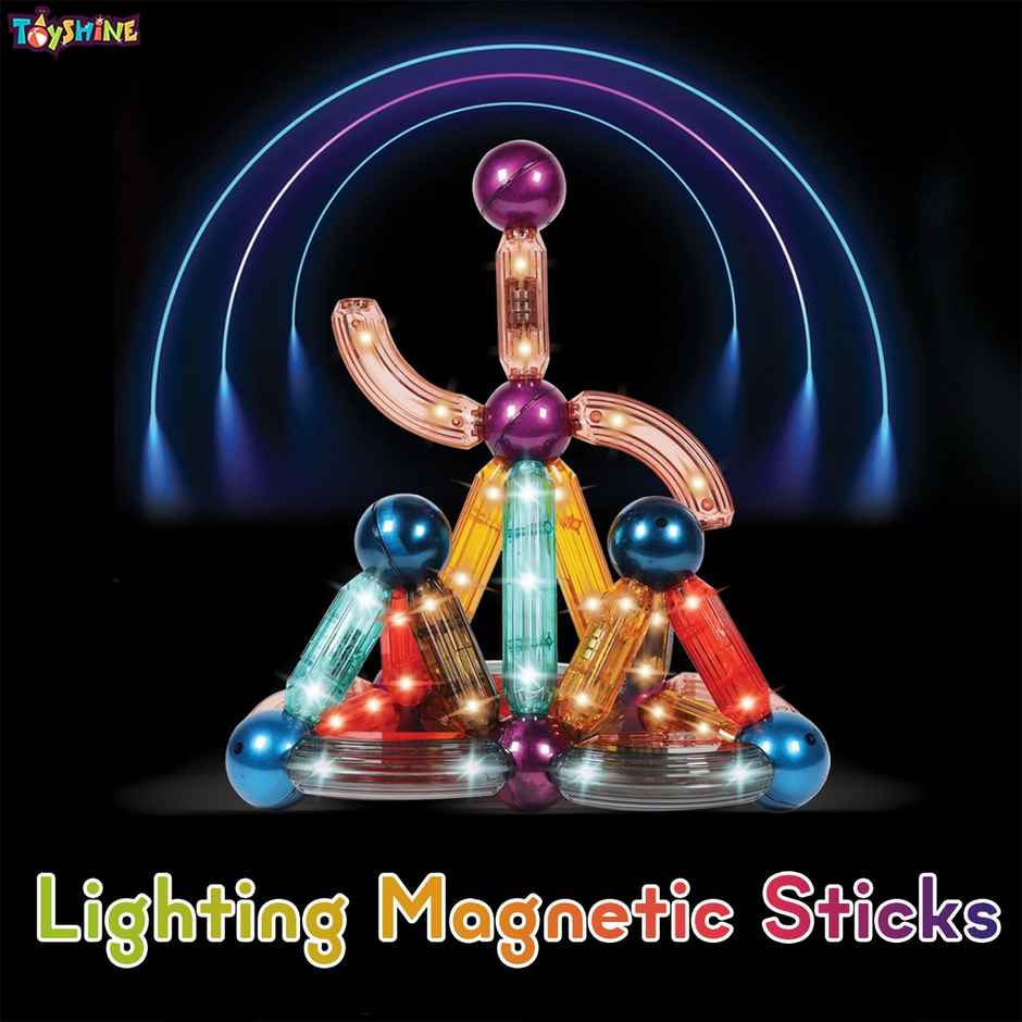 Toyshine 36pc Light-Up Magnetic Sticks Kit for Kids | STEM Toy