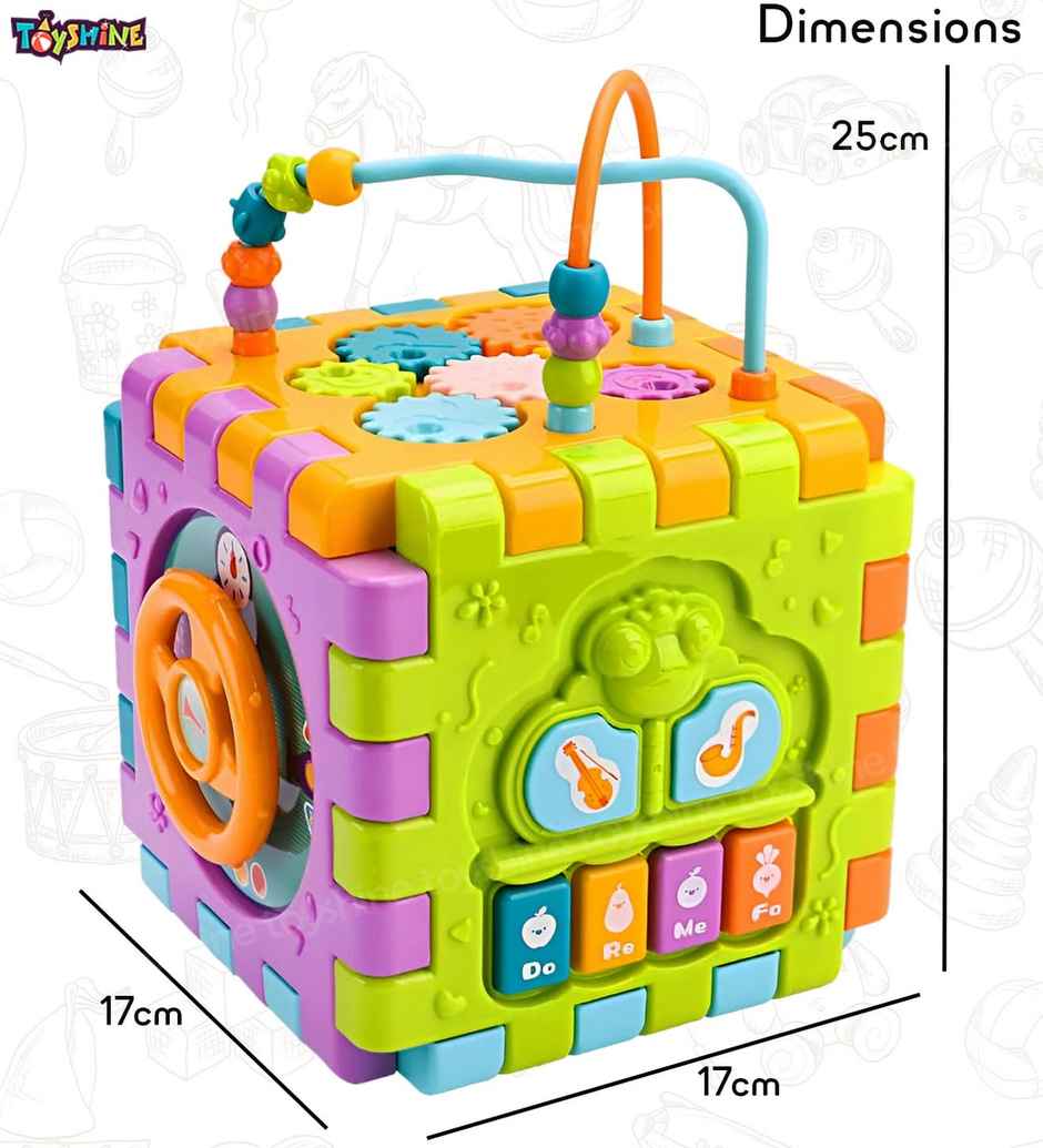 Toyshine 6-in-1 Educational Shape Sorter Baby Activity Cube for 6-18 Months
