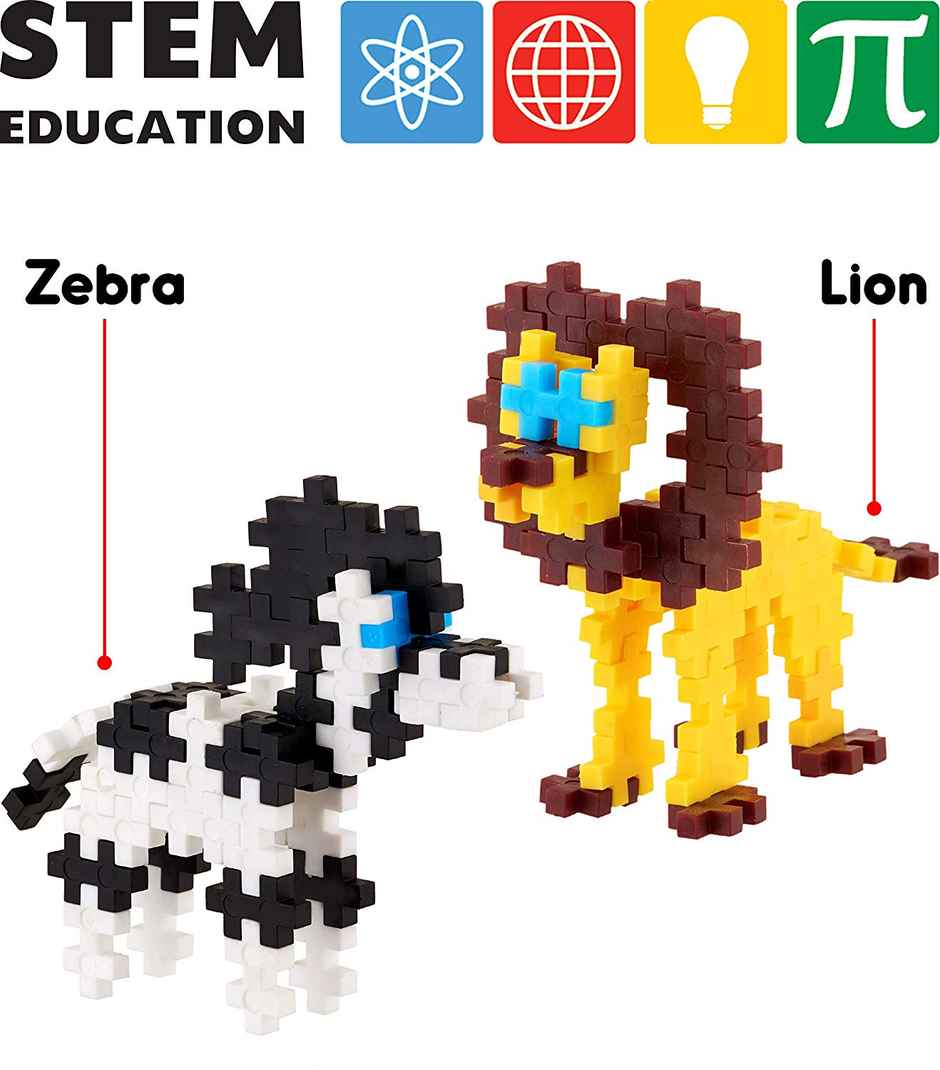 Play Panda Fixi Bricks Jungle Tube 2 - Lion and Zebra with 110 small bricks