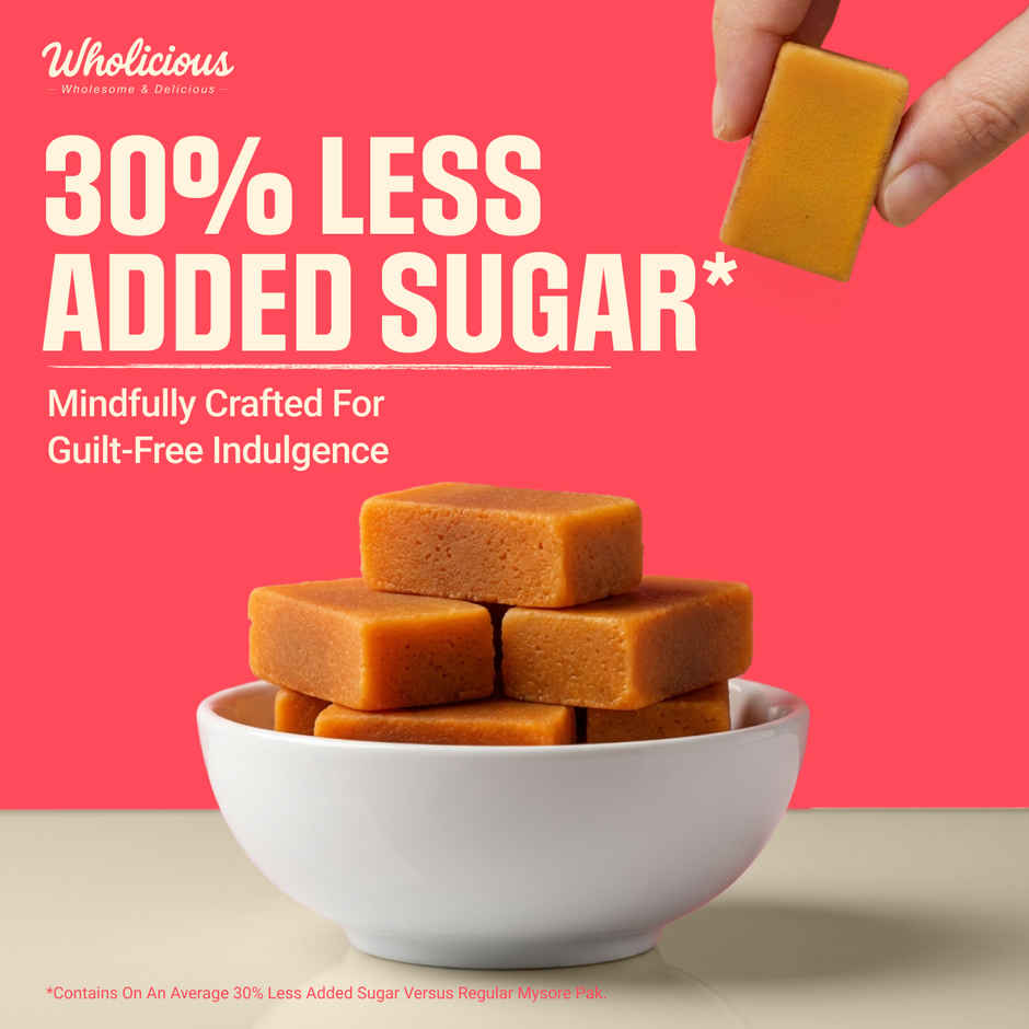 Wholicious Royal Mysore Pak | Pure Cow Ghee | Low Sugar | Sweet & Delicious | Healthy Mithai