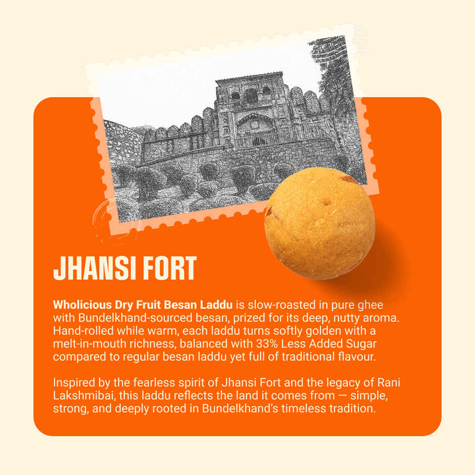 Wholicious Dry Fruit Besan Laddu | Pure Cow Ghee | Low Sugar | Besan Sourced from Bundelkhand