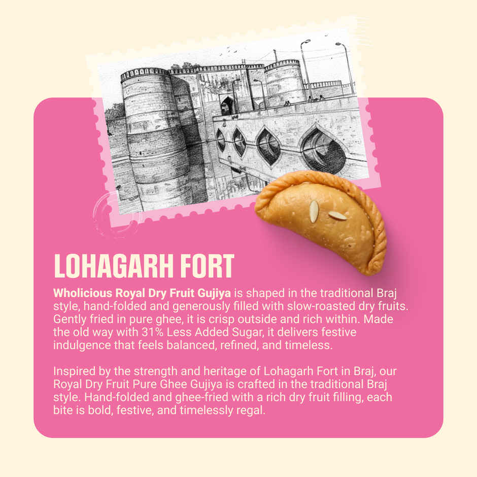 Wholicious Royal Dry Fruit Gujiya | Pure Cow Ghee | Low Sugar | Made with Pure Khoya