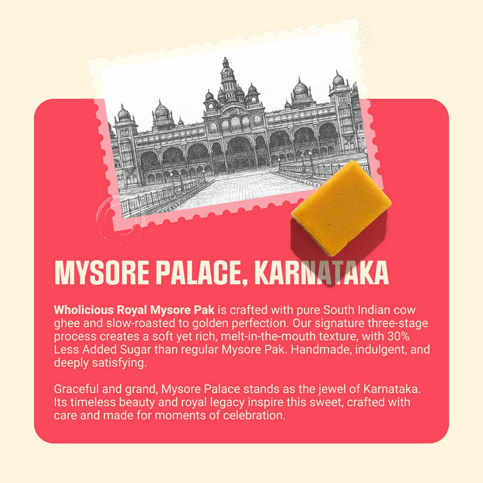 Wholicious Royal Mysore Pak | Pure Cow Ghee | Low Sugar | Sweet & Delicious | Healthy Mithai