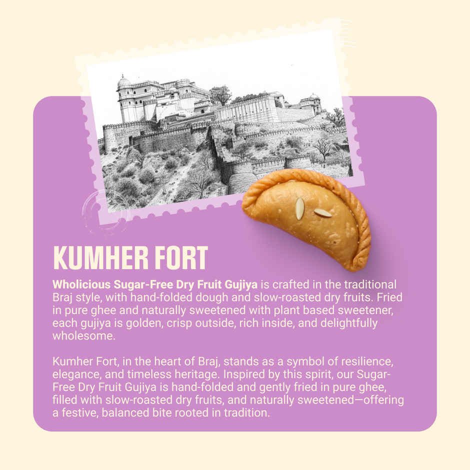 Wholicious Sugar Free Dry Fruit Gujiya | Sugar Free | Made with Pure Cow Ghee & Pure Khoya