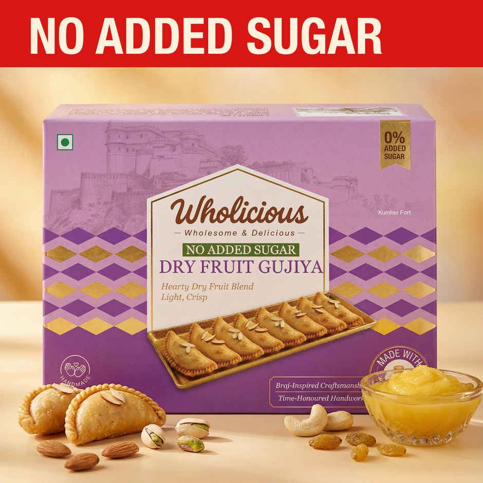 Wholicious Sugar Free Dry Fruit Gujiya | Sugar Free | Made with Pure Cow Ghee & Pure Khoya