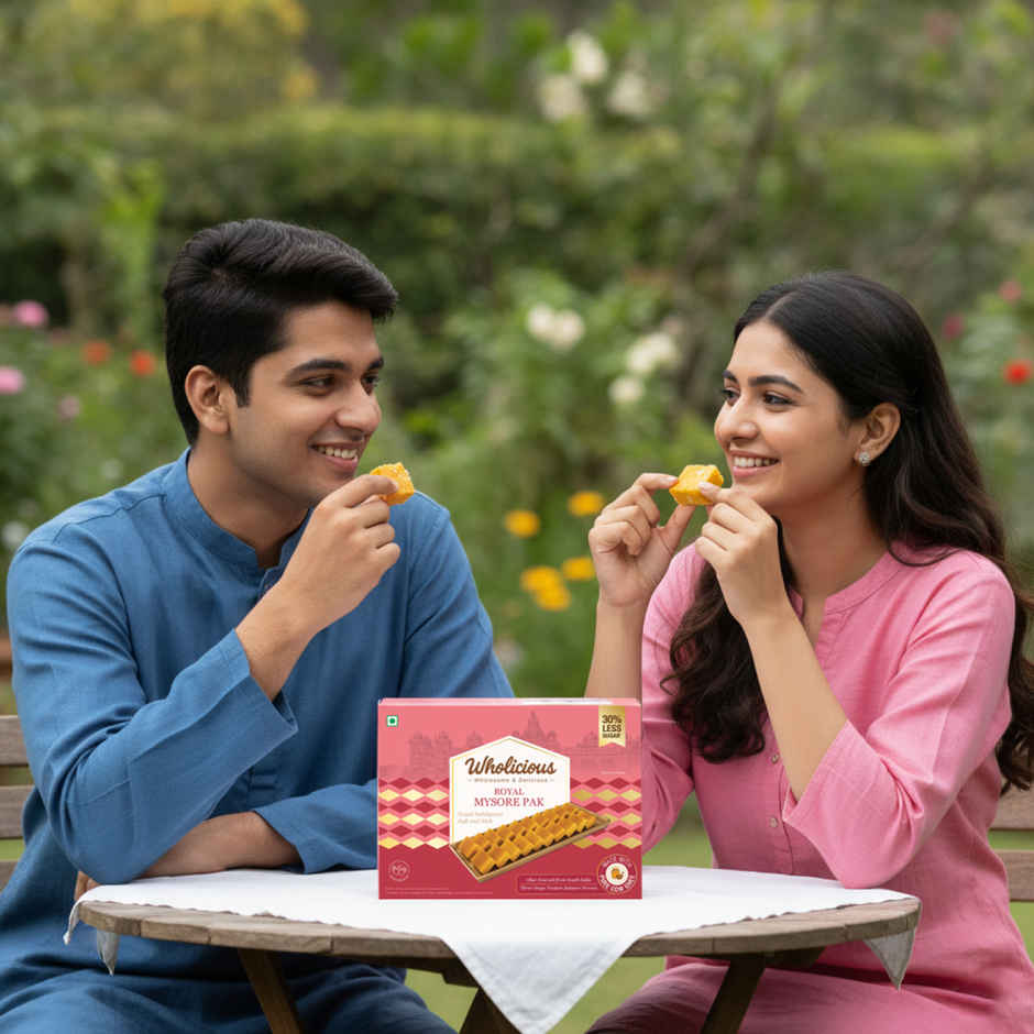 Wholicious Royal Mysore Pak | Pure Cow Ghee | Low Sugar | Sweet & Delicious | Healthy Mithai