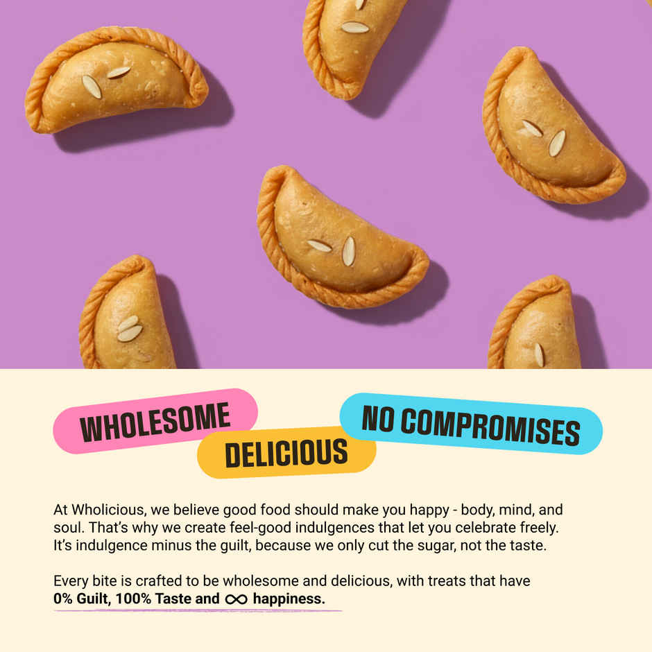 Wholicious Sugar Free Dry Fruit Gujiya | Sugar Free | Made with Pure Cow Ghee & Pure Khoya