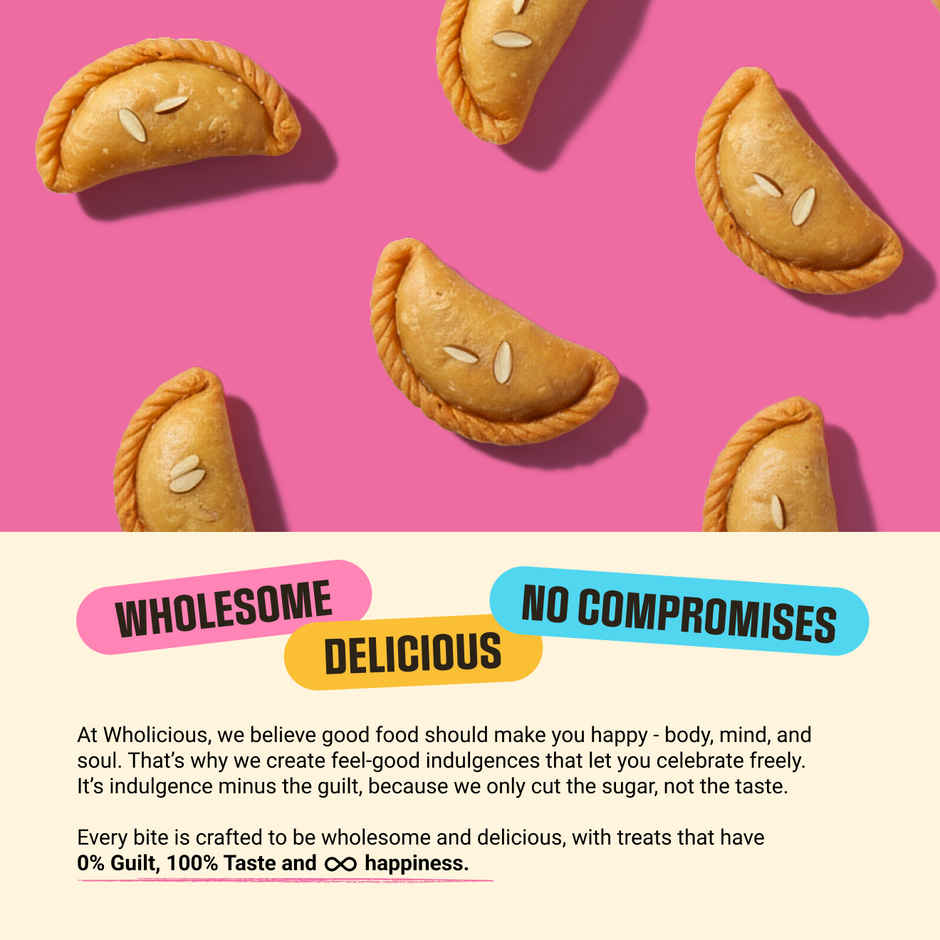 Wholicious Royal Dry Fruit Gujiya | Pure Cow Ghee | Low Sugar | Made with Pure Khoya