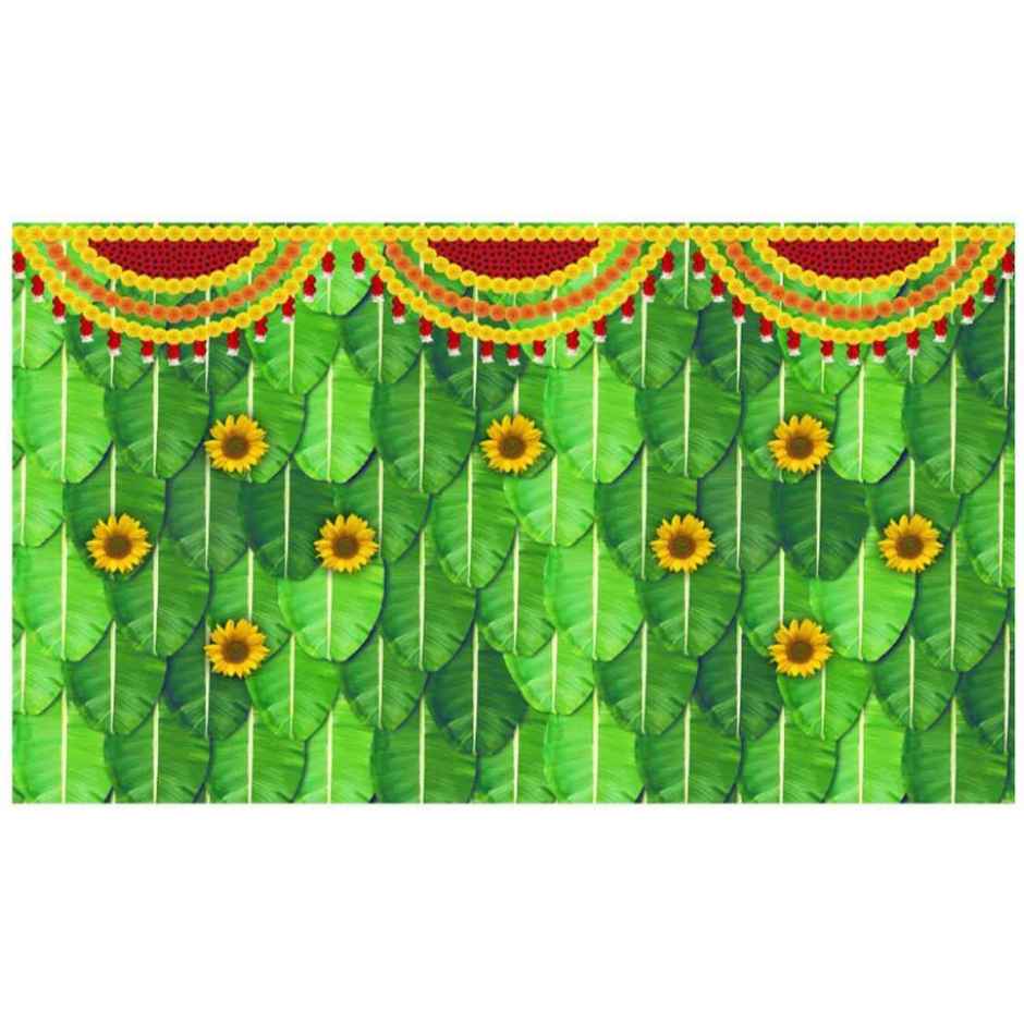 Gullak Festive Backdrop | 5 x 8 ft - Banana Leaves