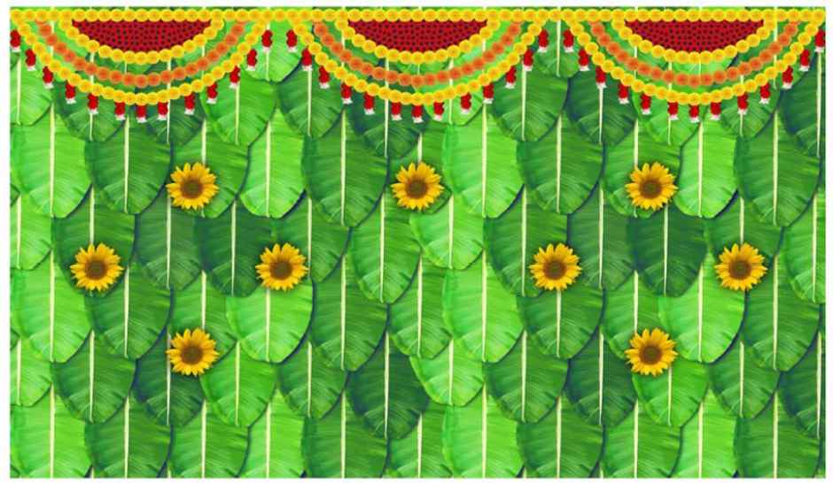 Gullak Festive Backdrop | 5 x 8 ft - Banana Leaves