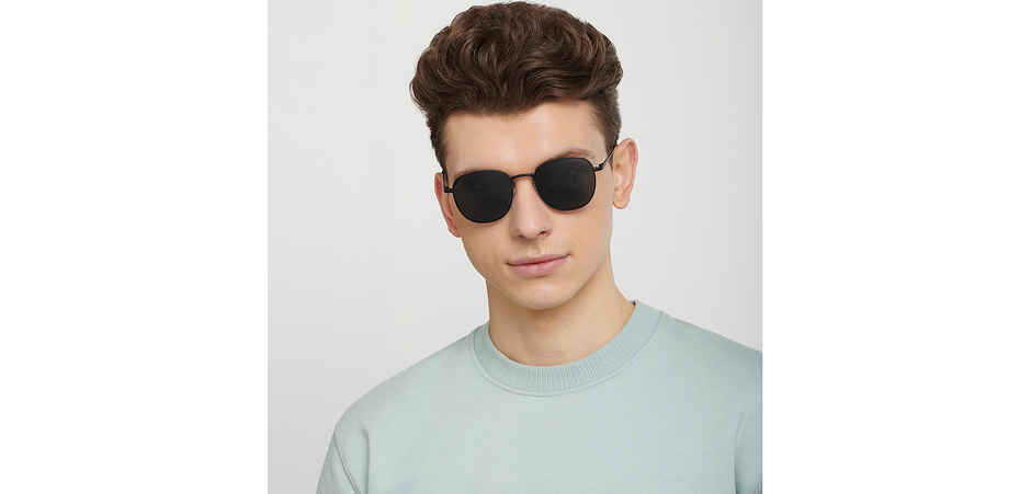 Vincent Chase By Lenskart Unisex Stainless Steel Round Sunglasses | Grey and Black - L