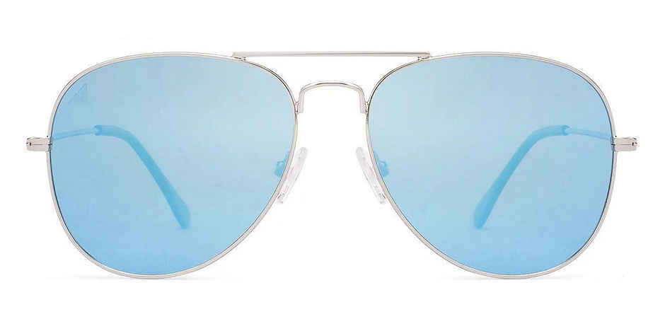 Vincent Chase By Lenskart Unisex Stainless Steel Aviator Sunglasses | Blue and Silver - M