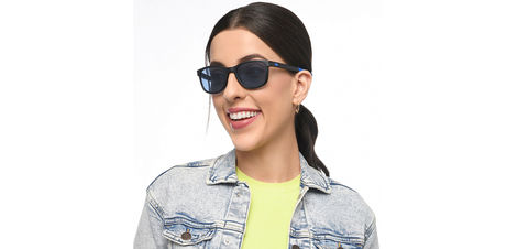 Vincent Chase By Lenskart Unisex Plastic Sunglasses | Black and Blue - M