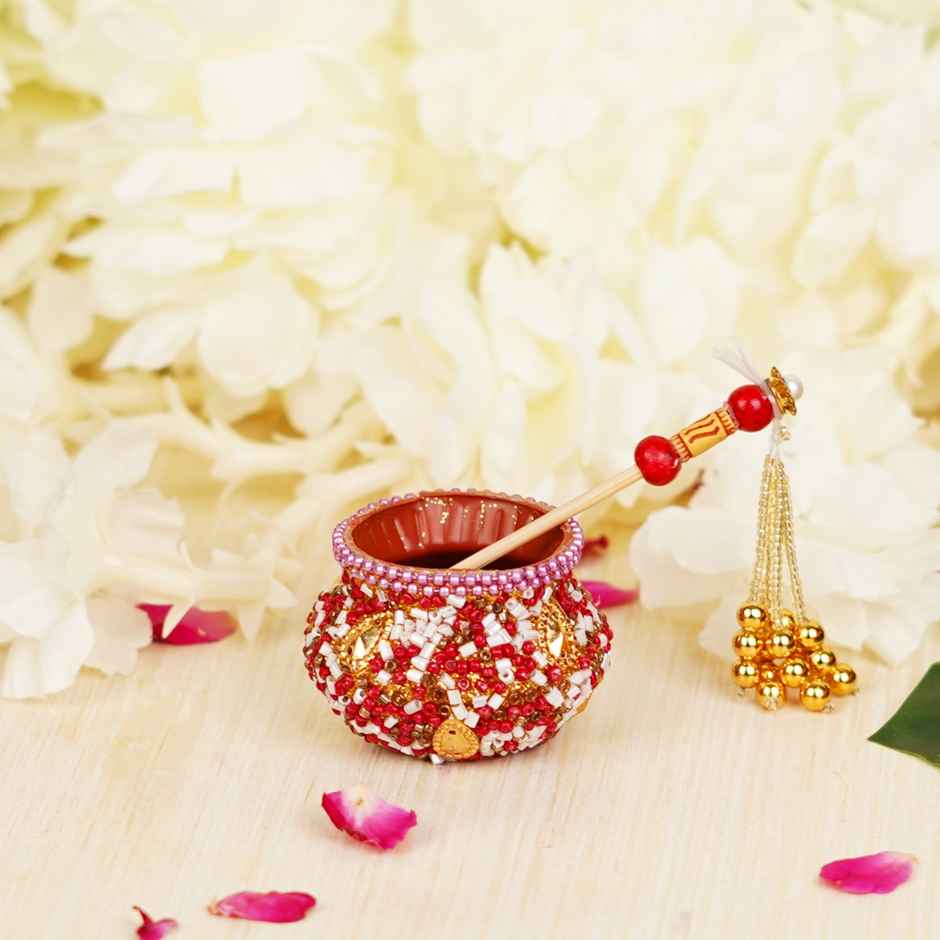 Handcrafted Red Janmashtami Dahi Handi with Stick | Krishna Janmastami Special | ServDharm