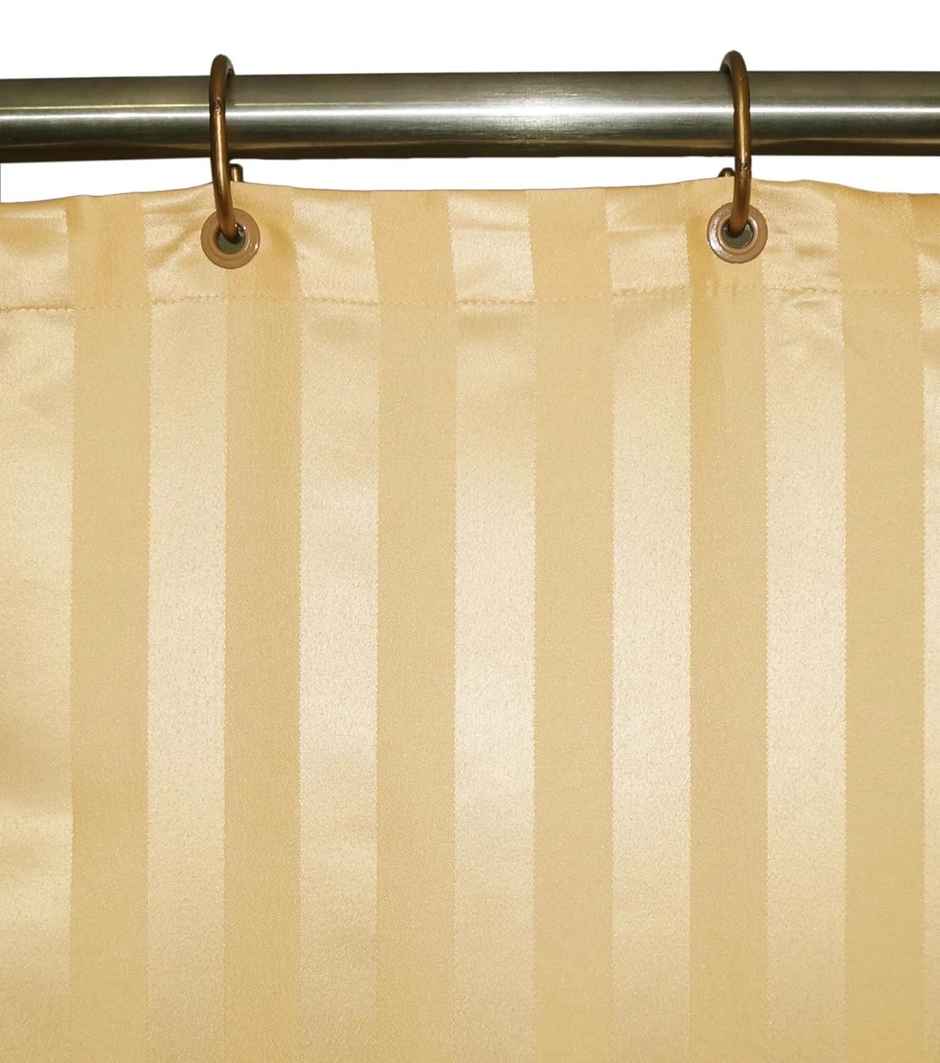 Lushomes Shower Curtain - Striped Beige Satin Stripe | 12 Eyelets | Hooks | 6 x 6.5 ft