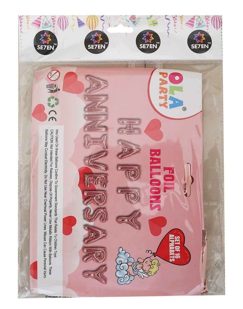 Happy Anniversary Foil Balloon Assorted Colour, Pack of 16 Letters Balloons
