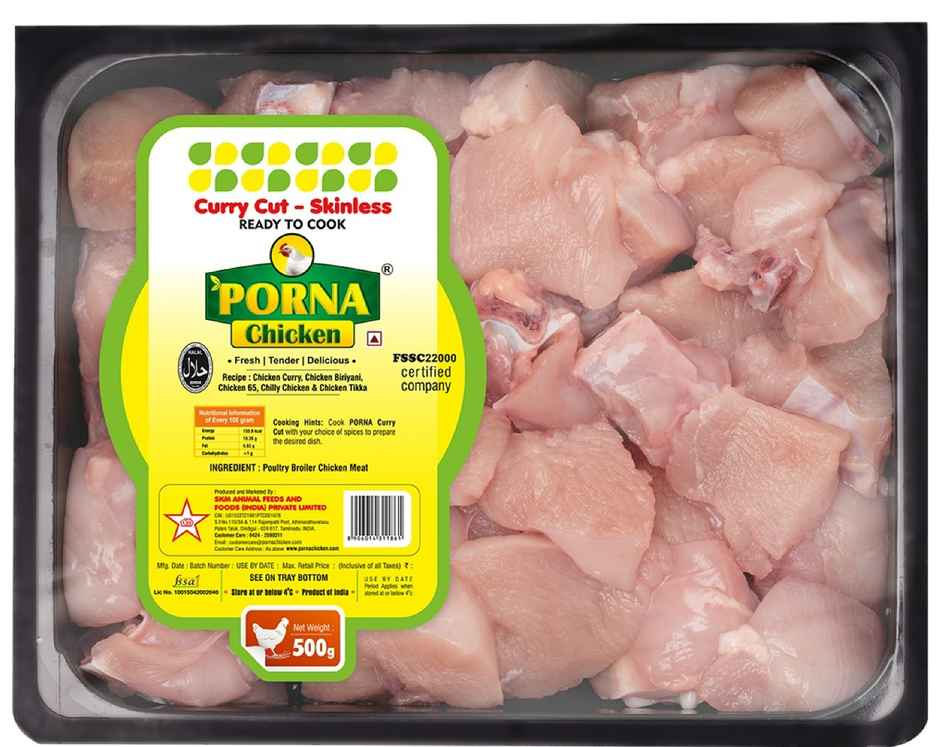 Porna Chicken Skinless Curry Cut