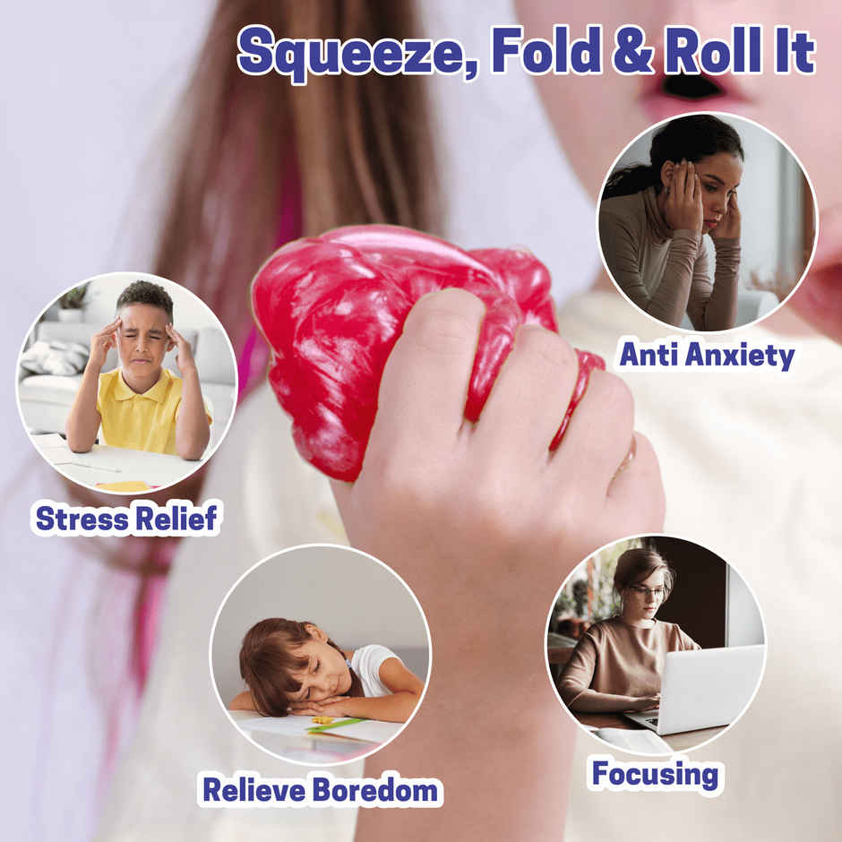 Aditi Toys Glitter Scented Slime Kit, Soft, Non-Sticky, Non-Toxic, Age 5+ | Red