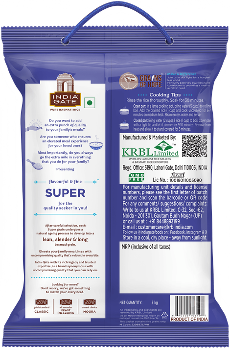India Gate Flavourful and Fine Super Basmati Rice | Perfectly Aged Rice