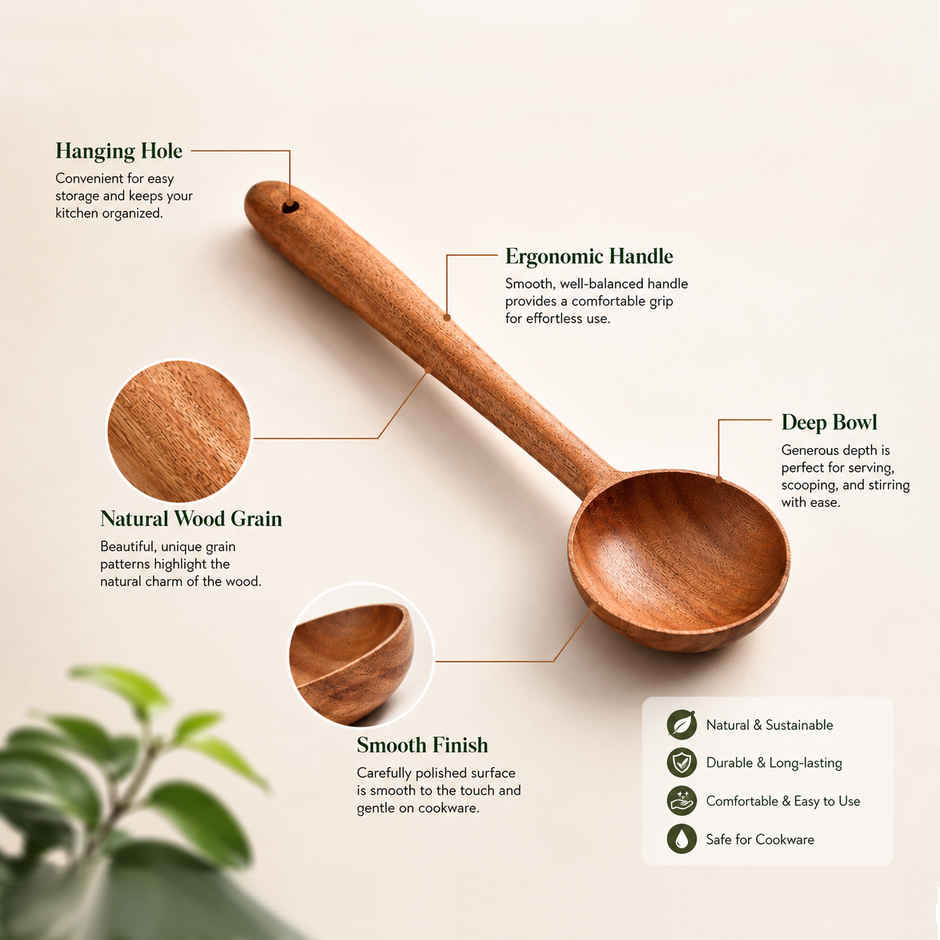 Petals Wooden Ladle Spatula Oval Ladle Serving Cooking Spoon