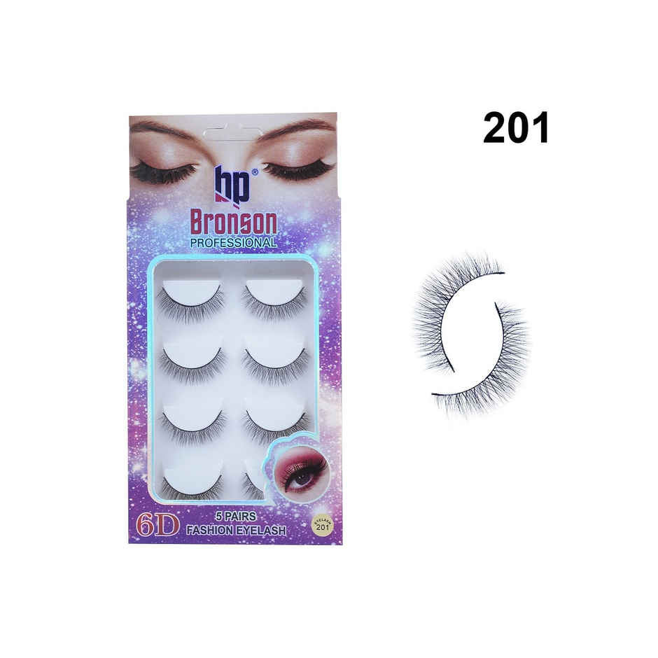Bronson Professional Pair 6D Long & Natural False Eyelashes - 201