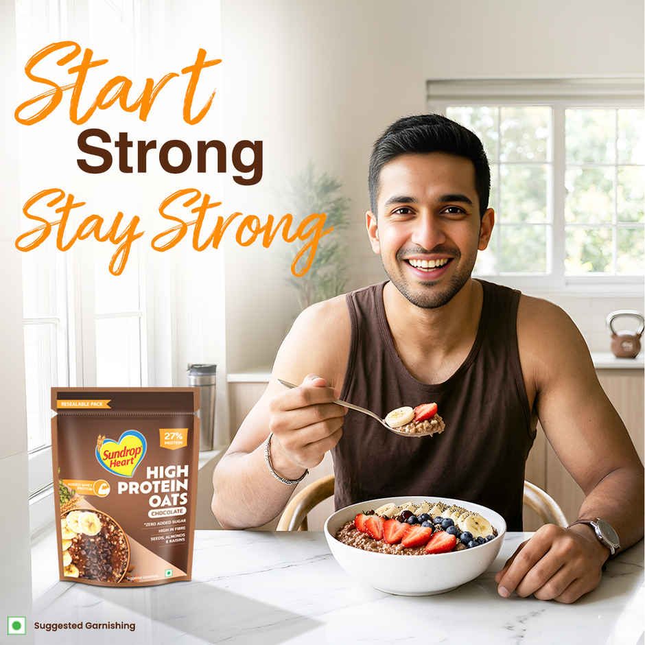 Sundrop Heart High Protein Oats, Zero Sugar Added, Whey Protein Added, Chocolate