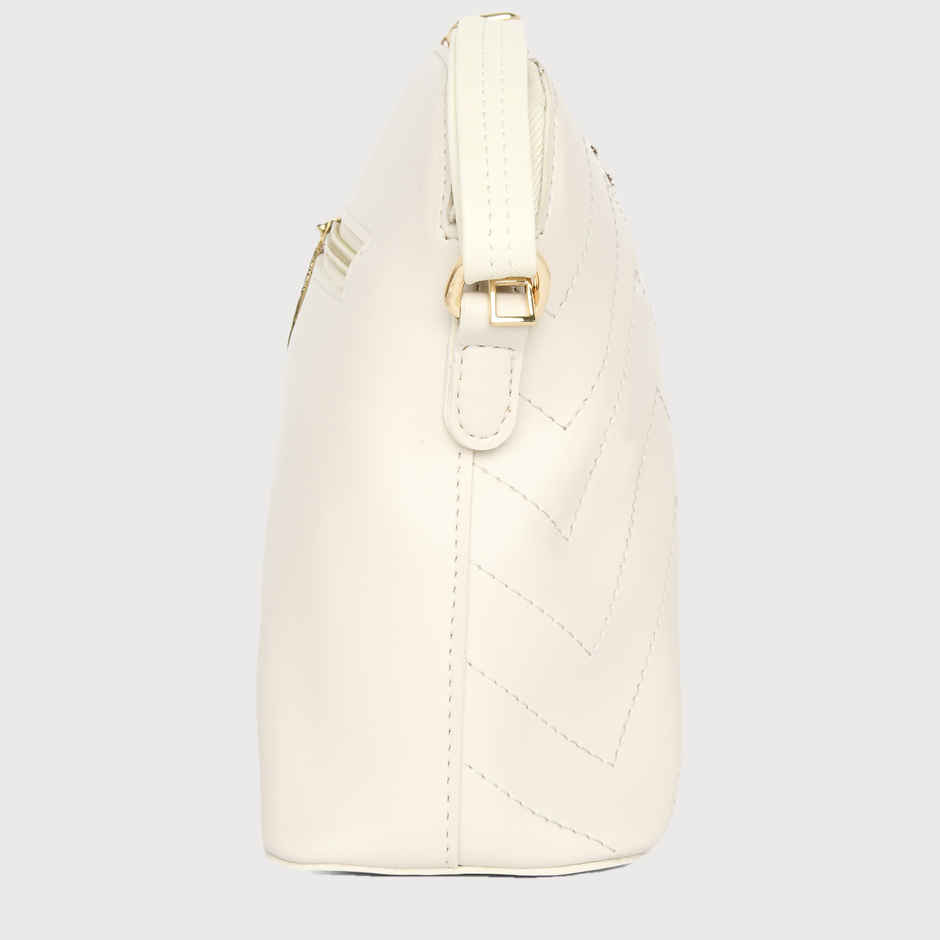 Lavie Women's Stich Miami Vertical Cross Body Sling Bag | Ladies Purse Handbag | Off White