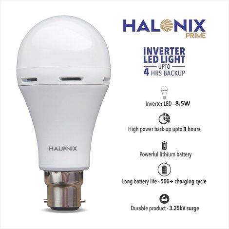 Halonix 8.5W B22 Rechargeable Emergency Bulb