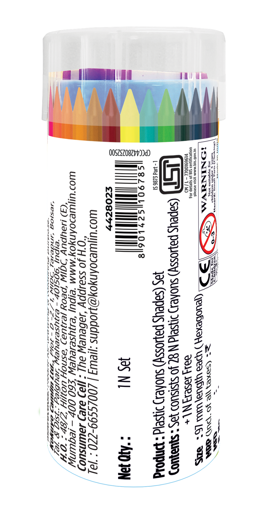 Camel Plastic Crayons Assorted Tin | Hexagonal | 28 Shades