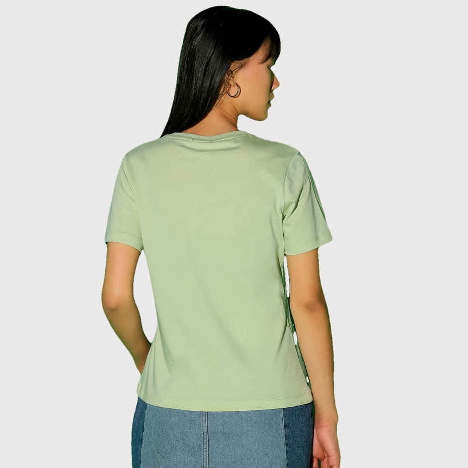 Bewakoof Women's Sundays We Do Nothing Graphic Printed T-shirt | Green - L