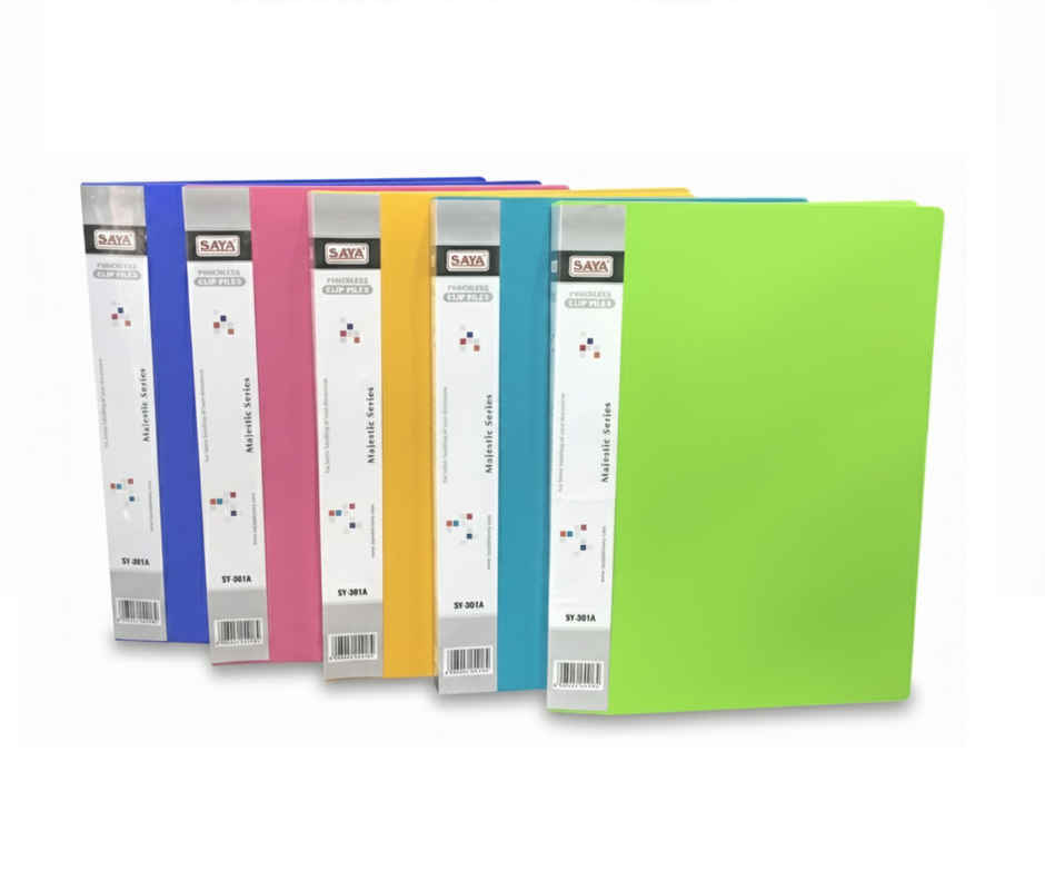 Saya Punchless Clip File - A4 Report Folder, Durable Document Organizer | Assorted