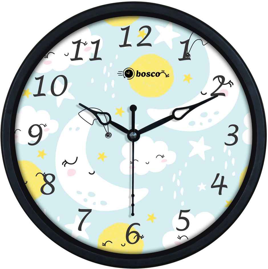 Bosco Modern Silent Blue with Black Frame 20 CM Table Cum Round Wall Clock BWC 1205