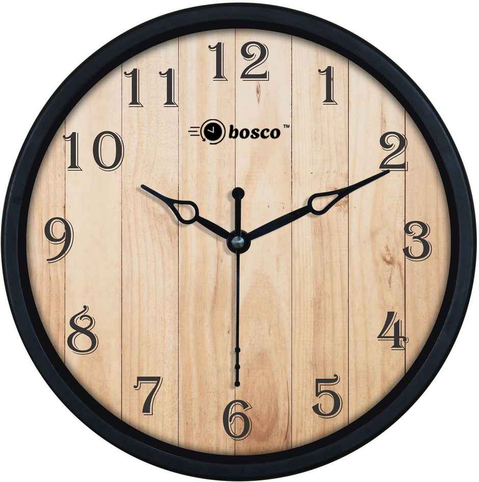 Bosco Modern Silent Wooden Face with Black Frame 20 CM Table Cum Wall Clock BWC 1201