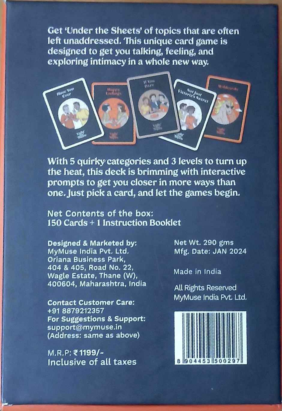 MyMuse Under The Sheets Card Game For Couples & Lovers, Romance And Playful Gifts - 150 Cards