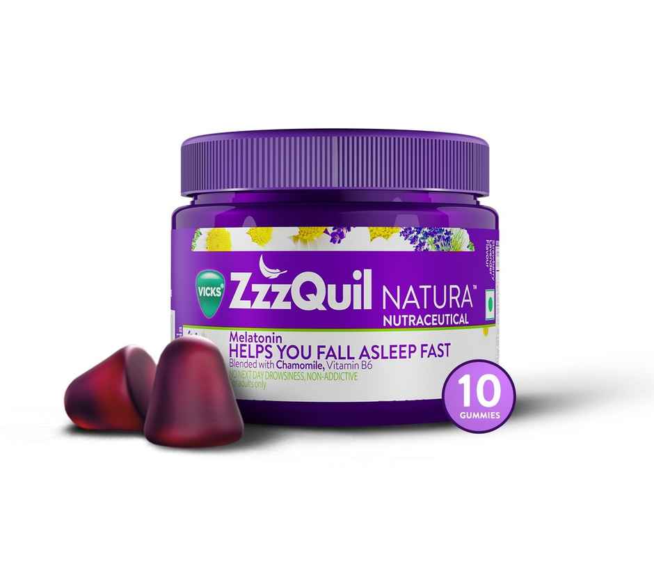Vicks ZzzQuil Natura, Non-Addictive Sleep-Aid Gummy, Melatonin Helps You Fall Asleep Fast