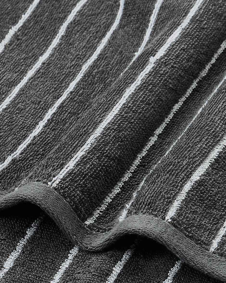 Himeya Pin Stripe 350 GSM Cotton Bath Towel | Neutral Charcoal