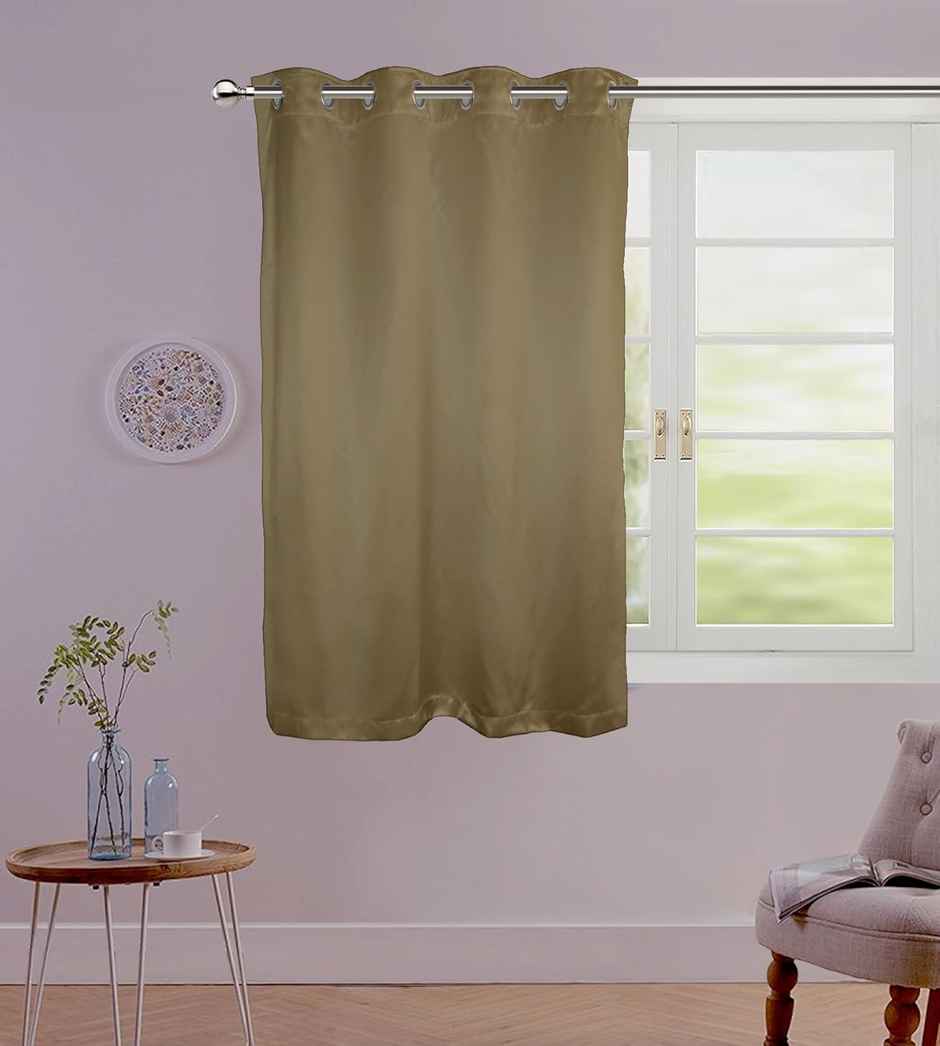 Lushomes Curtain - Brown | Satin | 8 Metal Eyelets | 54 x 60 inch