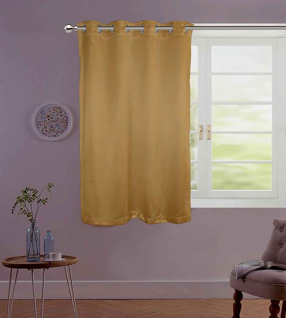 Lushomes Curtain - Gold | Satin | 8 Metal Eyelets | 54 x 60 inch