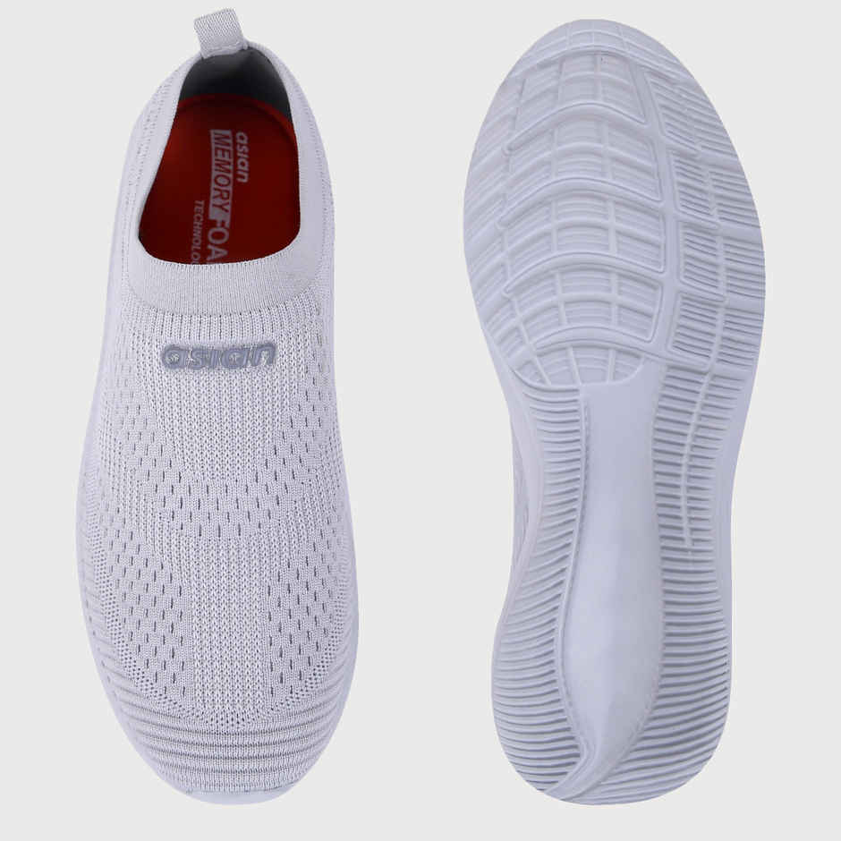 Asian Men s Wind-04 Light Grey Laceless Shoes | UK-7