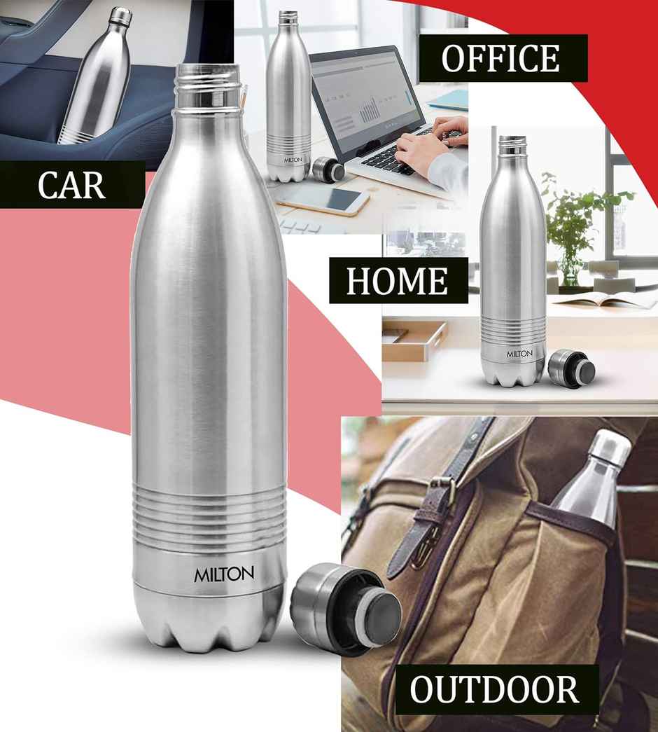 Milton Thermosteel Duo Dlx 24 Hours Hot and Cold Water Bottle | Silver | 1 L